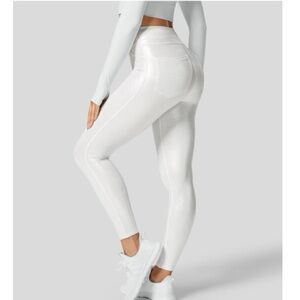 Halara Faux Leather High Waisted Back Side Pocket Work Leggings